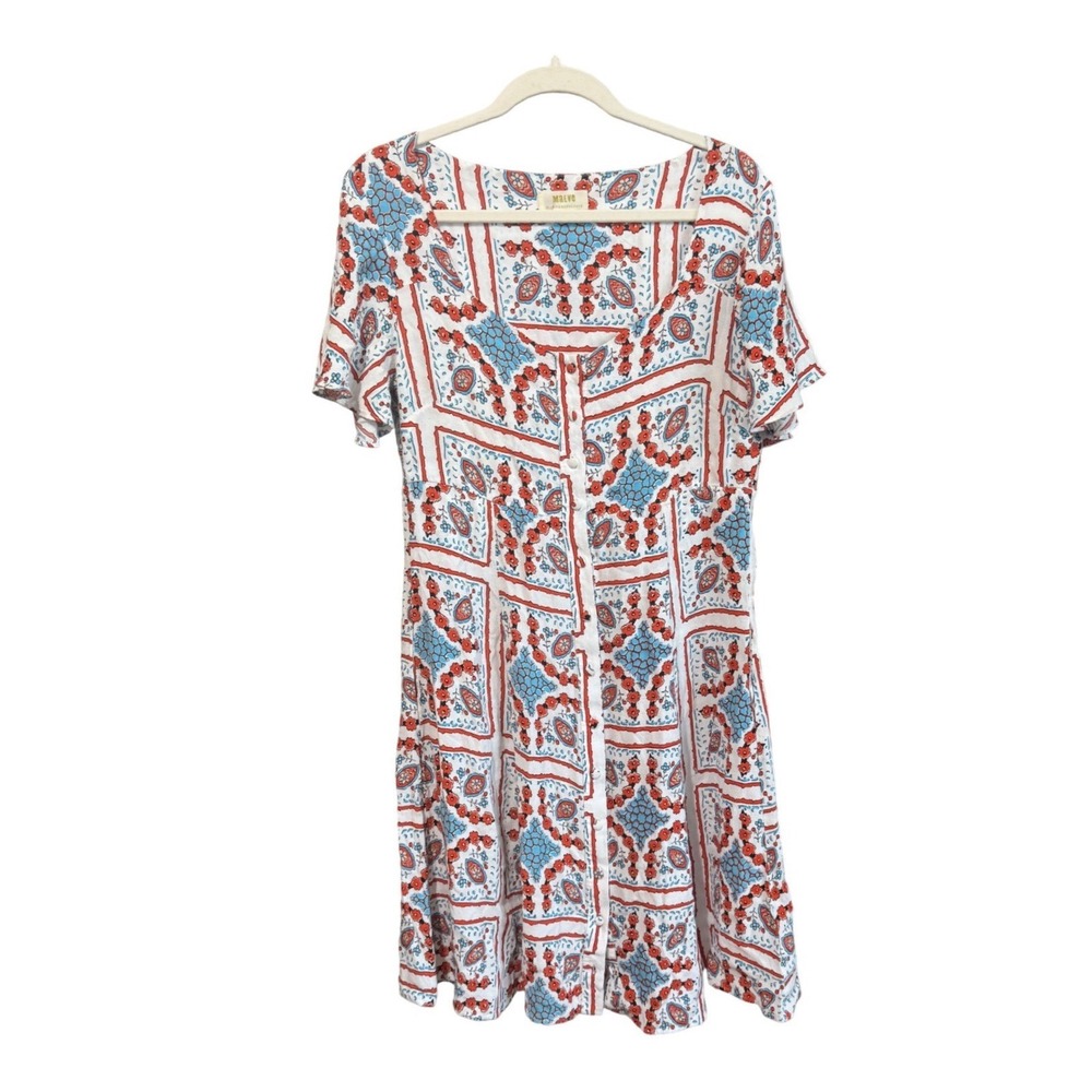 Maeve‎ Anthropologie Praslin Button Front Floral Print 14 Flowy Boho Cottagecore